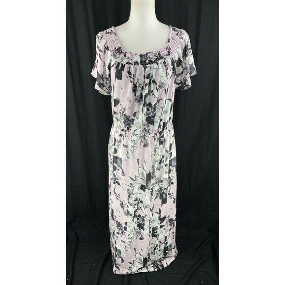 Parker Maxi Dress XS‎ Lilac Floral Print Off The Shoulder Layered AOP  $298 - Picture 1 of 13